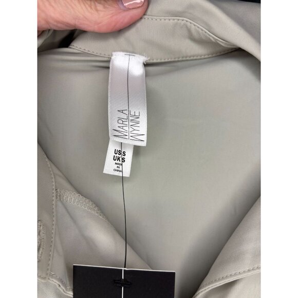 MARLA WYNNE NEW Button Up Top Womens S Tan Stretch Pockets Pleats Flowy - Picture 6 of 6